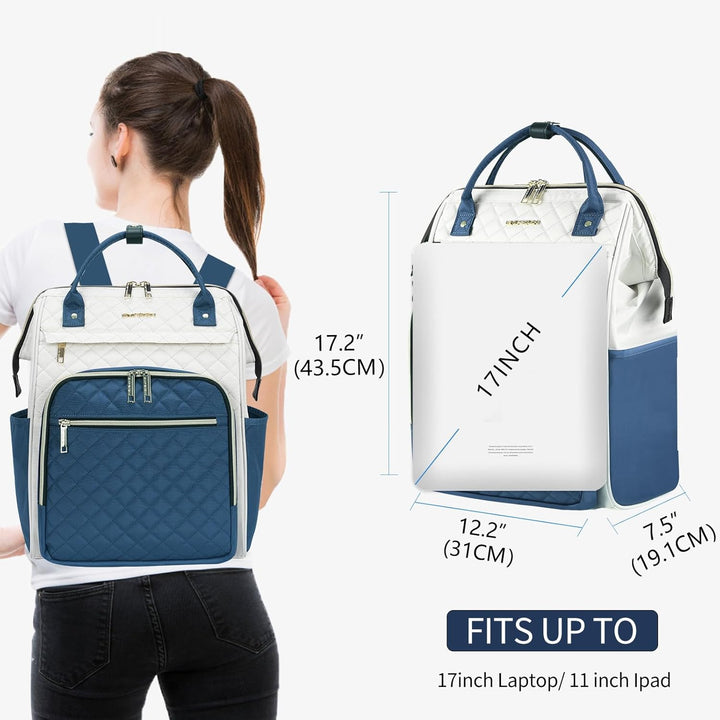 EMPSIGN Laptop Rucksack Damen 17.3 Zoll, Wasserfest Mädchen, Elegante Arbeitstasche Lehrertasche, Re