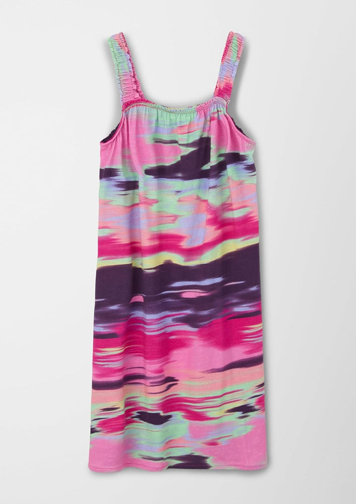 s.Oliver Mädchen Kleid mit Allover Print 146 Mehrfarbig | Pink 44a3, 146 Mehrfarbig | Pink 44a3