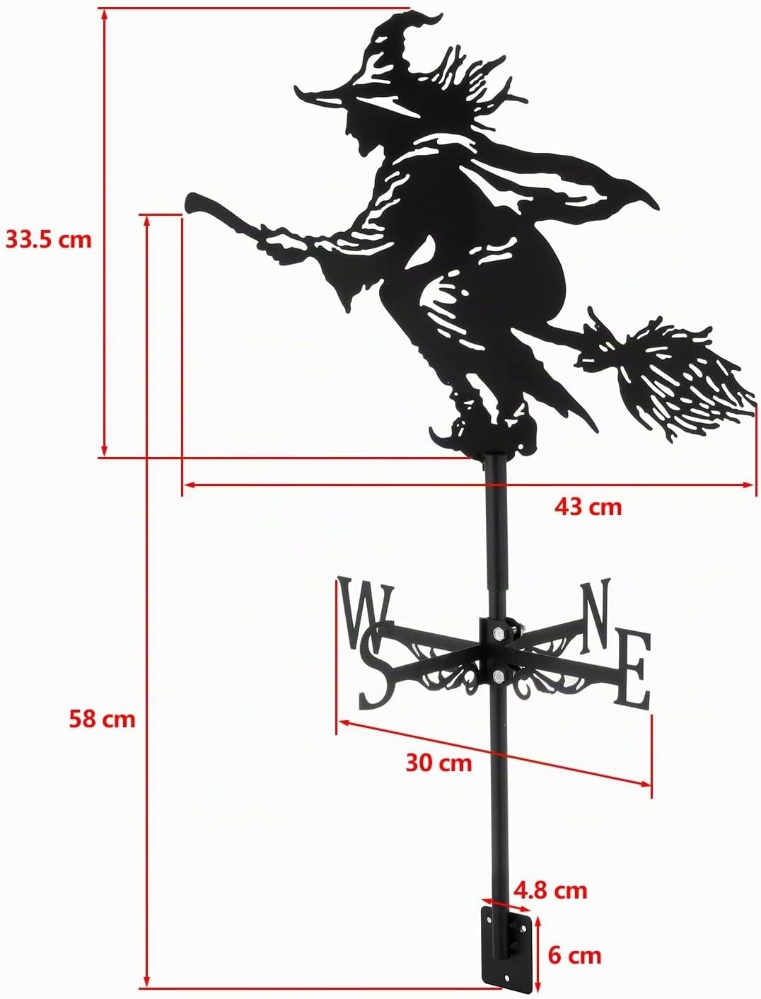 Dyna-Living Wetterhahn Windfahne Weather Hexe Weather Vane Metall Hexe Weathervane Retro Wind Vane M