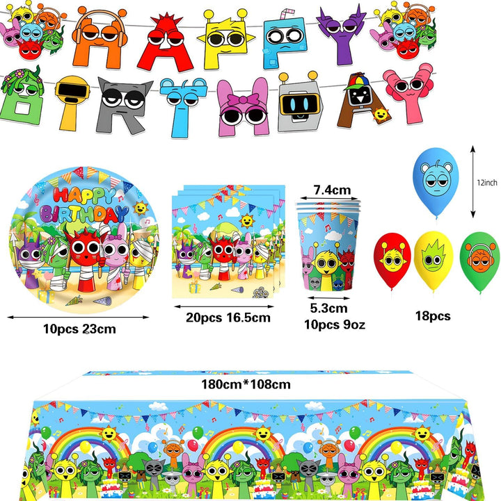 Cartoon Partygeschirr Set, Incredibox Kindergeburtstag Party Pappteller Set, sprunki Kindergeburtsta