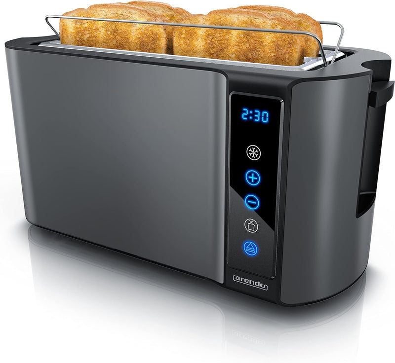 Arendo - Edelstahl Toaster Langschlitz 4 Scheiben- Touchpanel – Doppelwandgehäuse – 1500 W – Integri