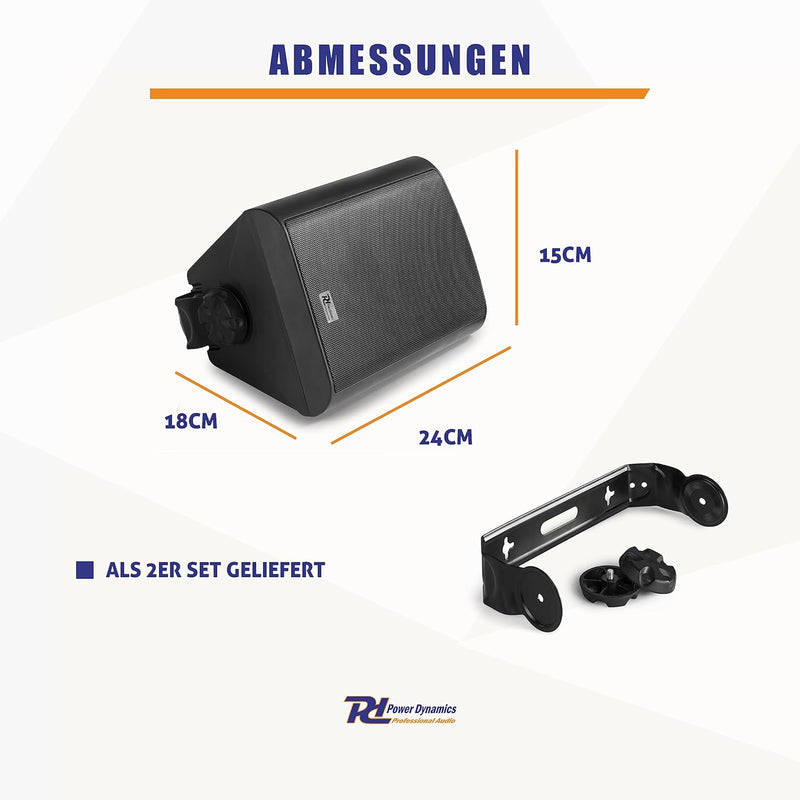 Power Dynamics BC50V Lautsprecher Set 120 Watt, 100 Volt, 8 Ohm Innen- und Aussenlautsprecher, Lauts