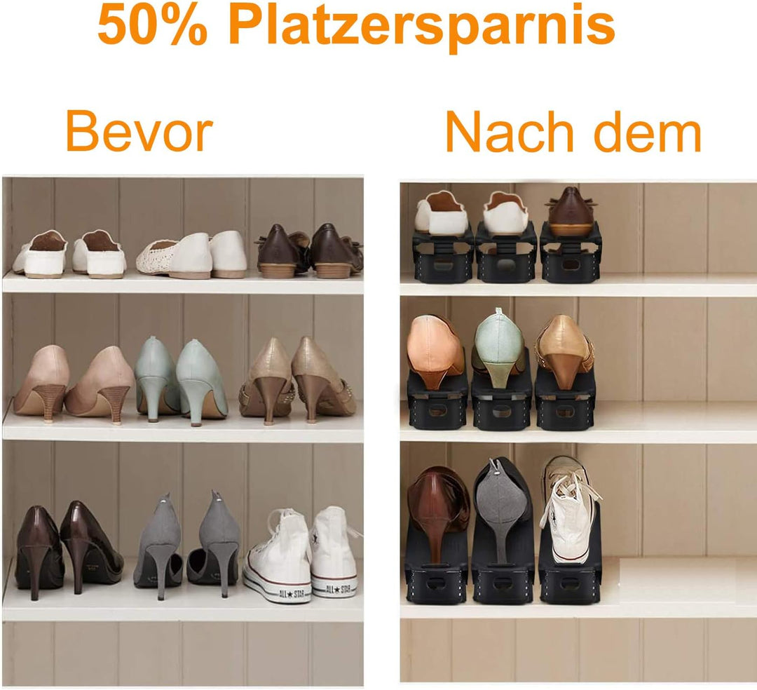 AufuN Einstellbare Schuhregale 30 Stück Schuhstapler/Schuhhalter Set, 3 höhenverstellbar, Platzspare