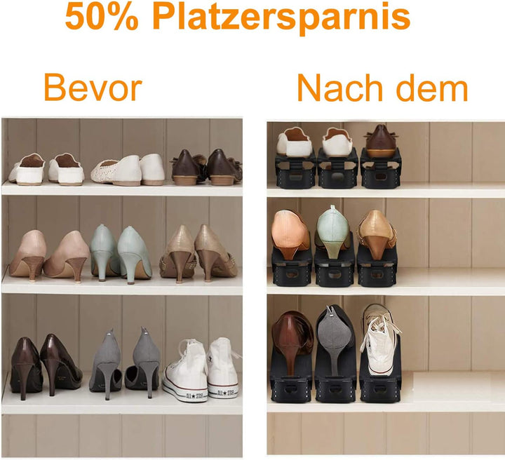 AufuN Einstellbare Schuhregale 30 Stück Schuhstapler/Schuhhalter Set, 3 höhenverstellbar, Platzspare