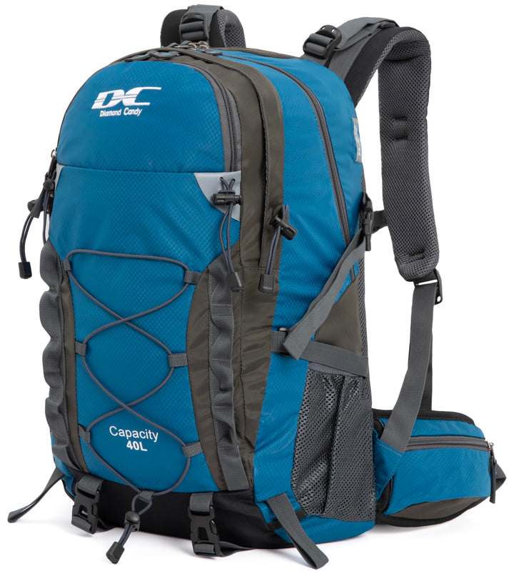 Wanderrucksack 40l Damen Herren Rucksack Wasserdicht Reiserucksack mit Regenschutz Blau, Blau