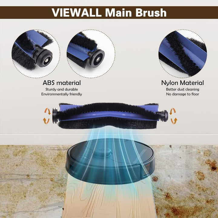 VIEWALL 19 Pack Zubehör für Eufy X10 Pro Omni Staubsauger,1 Hauptbürste,4 Wischtuch-Pads,4 Seitenbür