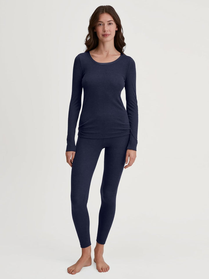 CALIDA True Confidence Langarmshirt Damen, aus Wolle-Seide, Feinripp, temperaturausgleichend und ger
