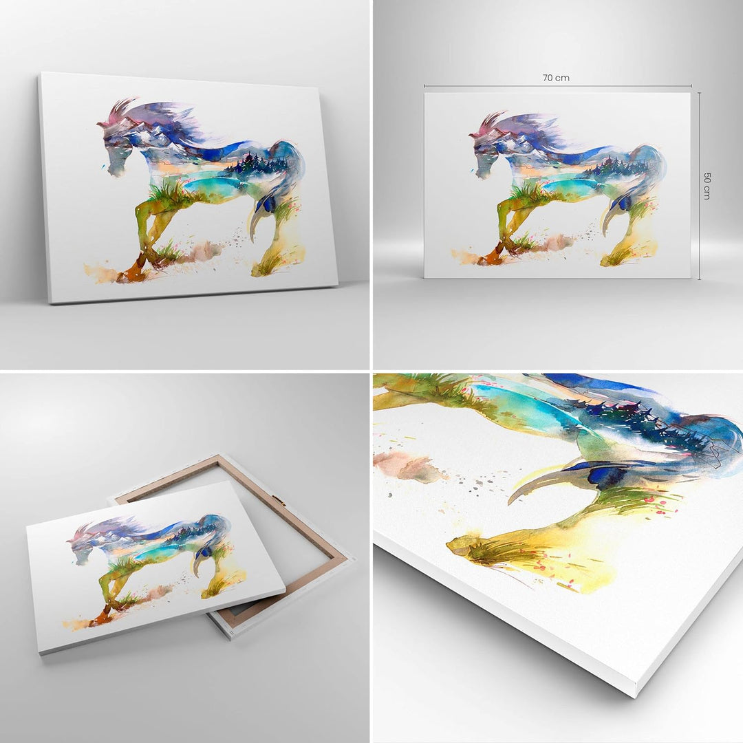 Bilder auf Leinwand Pferd Natur arabien ethnische Leinwandbild 70x50cm Wandbilder Dekoration Wohnzim