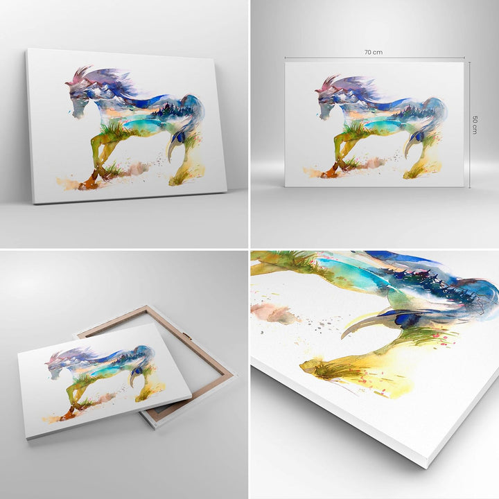 Bilder auf Leinwand Pferd Natur arabien ethnische Leinwandbild 70x50cm Wandbilder Dekoration Wohnzim