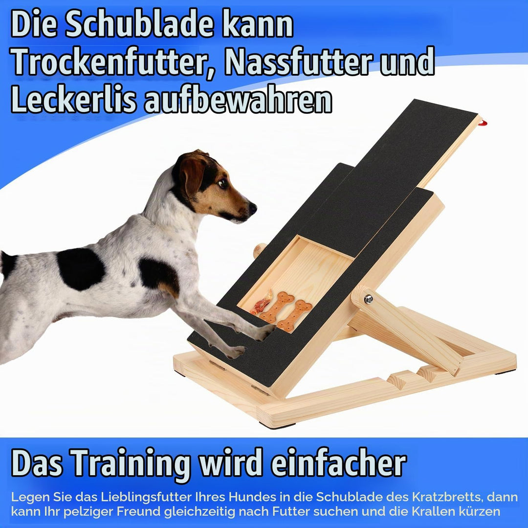 Grosses Kratzbrett für Hunde mit Leckerli Schublade für Hunde, Multifunktional Kratzbrett für Nägel