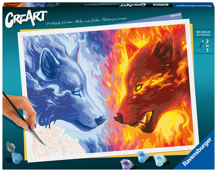 Ravensburger CreArt 23549 - Feuer & EIS - Malen nach Zahlen Erwachsene, DIY Malset mit Pinsel und Ac