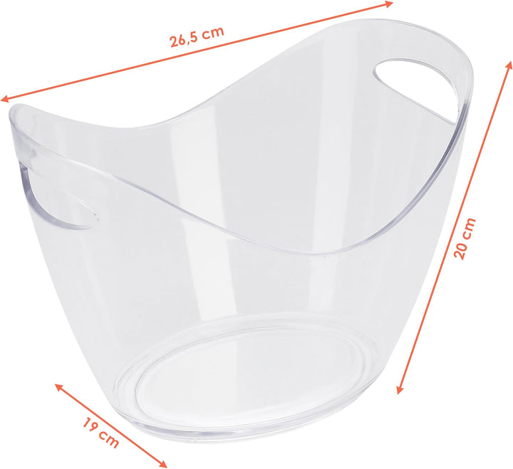 Kunststoff Sektkühler mit 2 Tragegriffen - 26 x 20 cm - Flaschenkühler transparent mit Griffen - Get