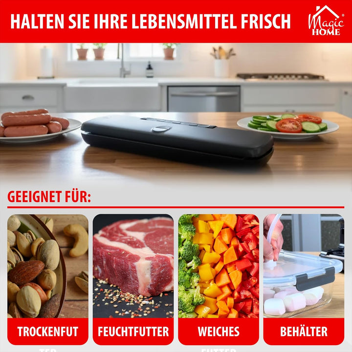 MAGIC HOME Vakuumiergerät & Vakuumierer | Vakuumiergerät für Lebensmittel & Folienschweissgerät | Va