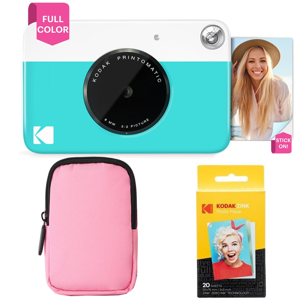 KODAK Printomatic Vollfarb-Sofortdruckkamera-Starterpaket + Softcase + Zink-Fotopapier, 20 Stück – B