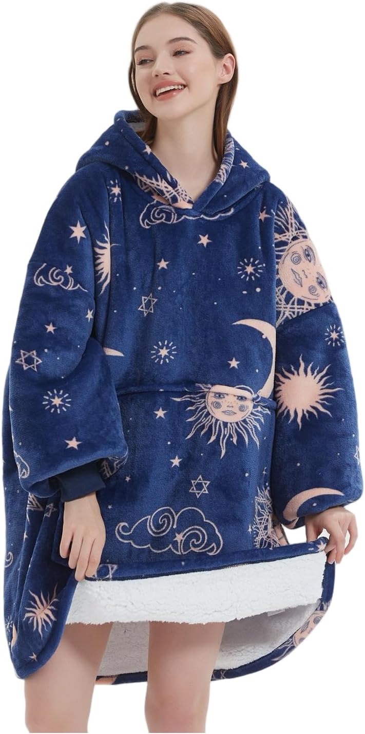 Übergrosse Hoodie Sweatshirt, Original Decke Sweatshirt, super weiche gemütliche warme komfortable R