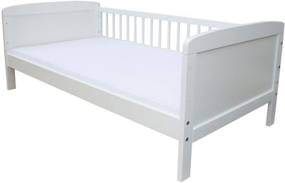 Micoland Kinderbett Juniorbett 140x70 cm mit Matratze umbaubar Weiss