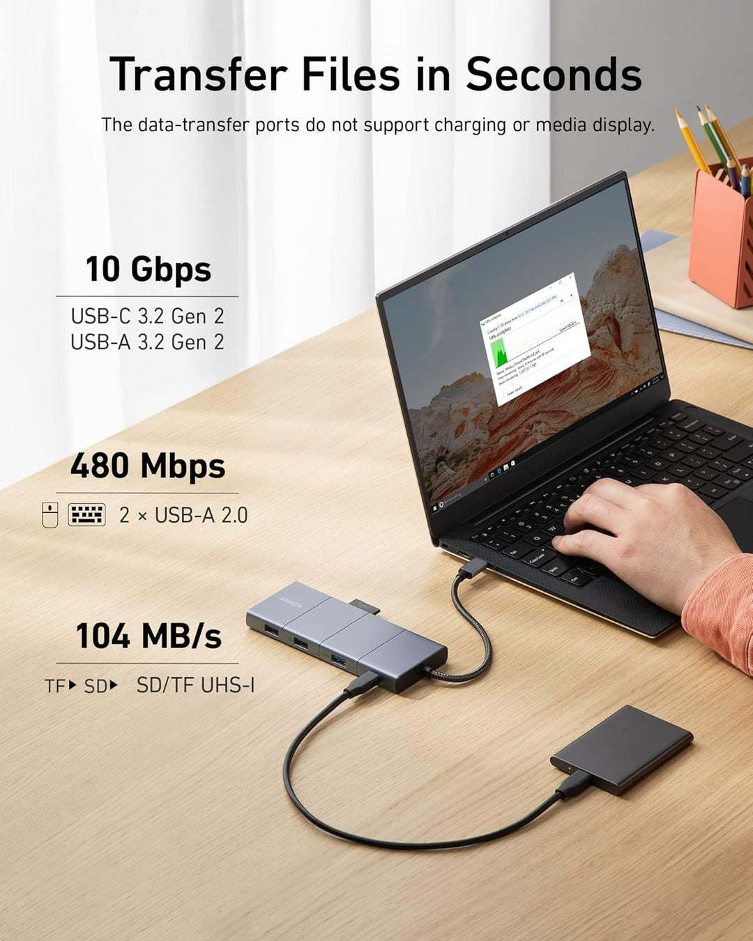 Anker 565 11-in-1 USB-C Hub, Docking-Station mit 10 Gbps USB-C & USB-A Datenports, 4K HDMI, DisplayP