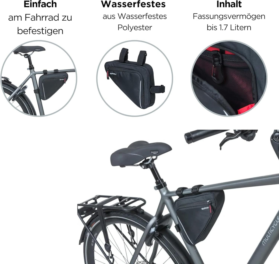 Basil Sport Design Triangel M Rahmentasche (1,7 Liter) Schwarz, Schwarz