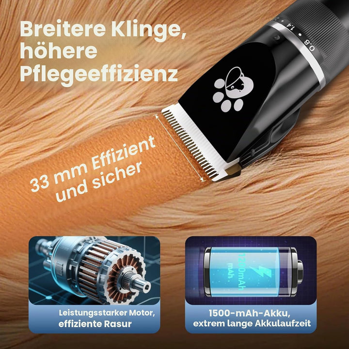 Hundeschermaschine, Hundepflegeset, 2-Gang-Geräuscharmes IPX5-wasserdichtes LED-Display, professione