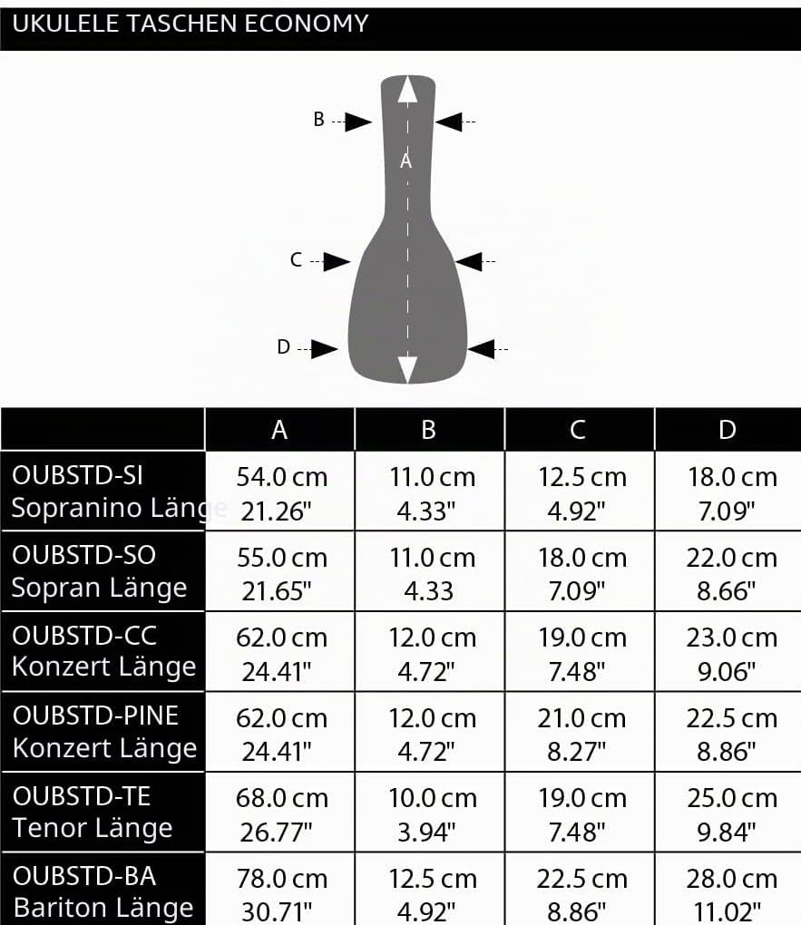 Ortega Guitars OUBSTD-TE Ukulelen Tasche mit Zwei Schultergurte für Gitarre