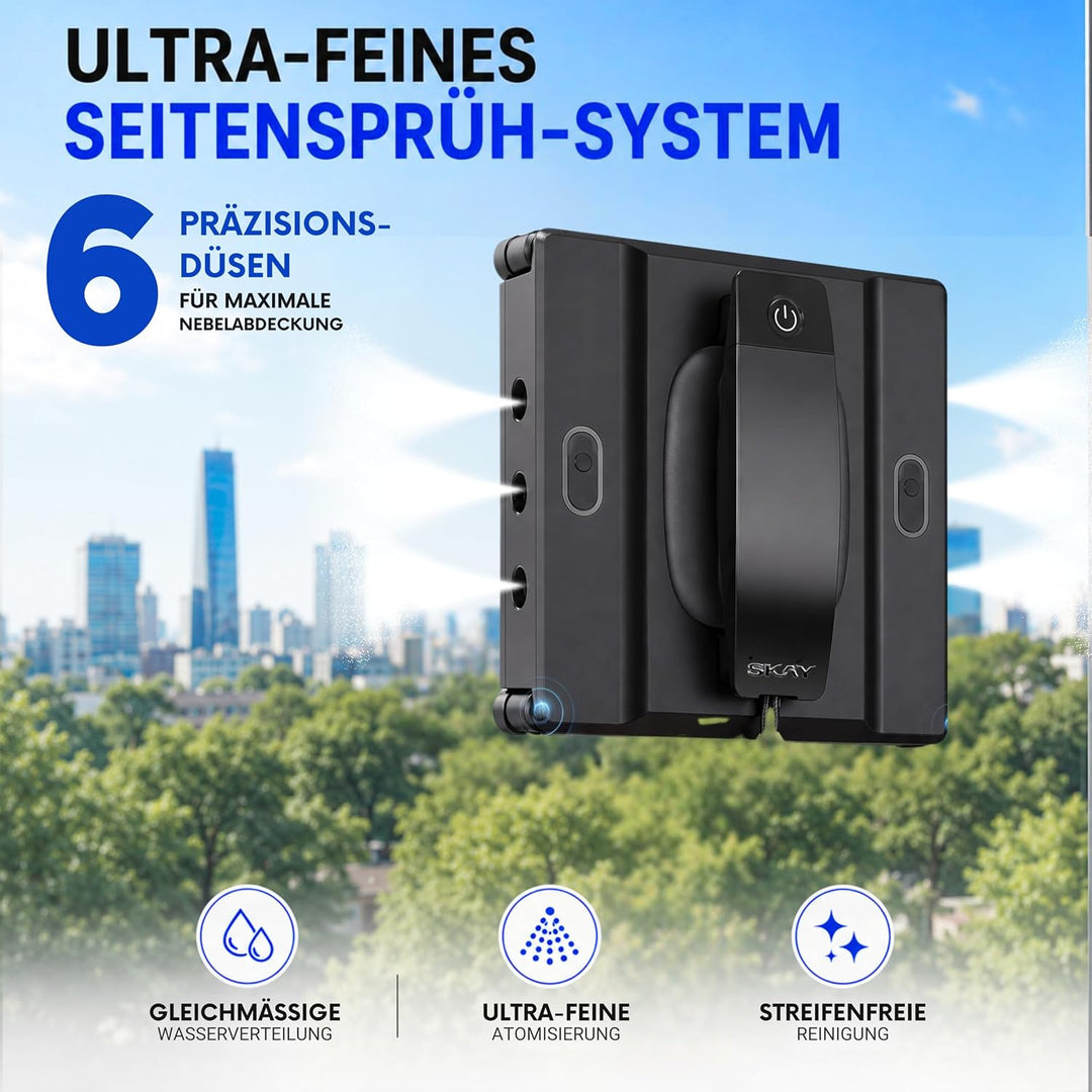 Fensterputzroboter M82, KI-Navigation, Automatischer Fensterreiniger mit 6-Düsen Sprühsystem &amp; Doppe
