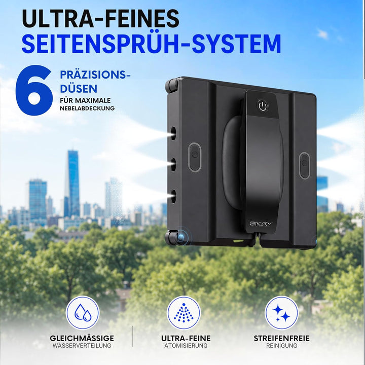 Fensterputzroboter M82, KI-Navigation, Automatischer Fensterreiniger mit 6-Düsen Sprühsystem &amp; Doppe