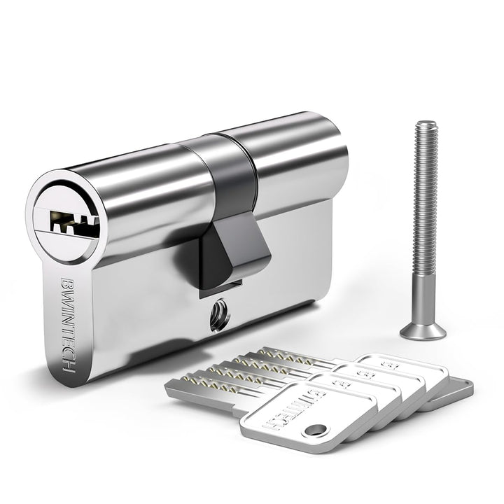 Bwintech 1-tlg. Messing Zylinderzylinder 30/40 mm Euro, Schlüsselzylinder 70 mm mit 5 horizontalen M