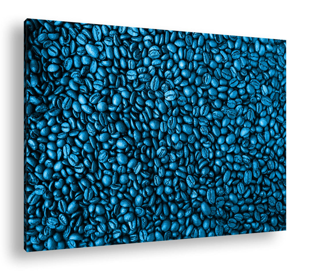 deyoli viele Kaffeebohnen Format 80x60 Effekt: Monocrome Blau als Leinwandbild, Motiv fertig gerahmt
