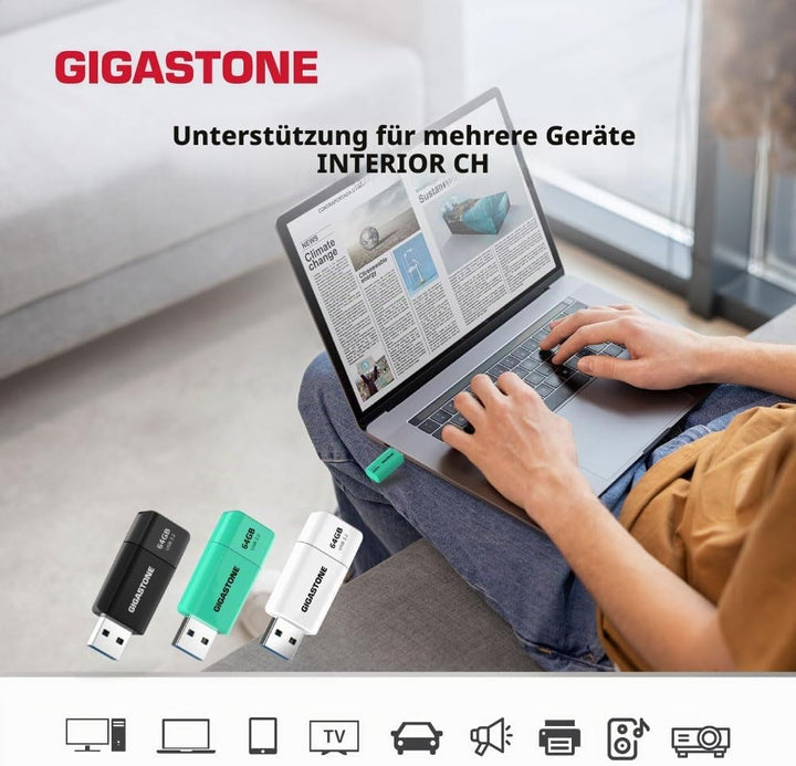 GIGASTONE 512GB Flash-Laufwerk, Z60 USB 3.2 Gen 1, 120MB/s UltraSchnell, Capless, Daten­speicherung,