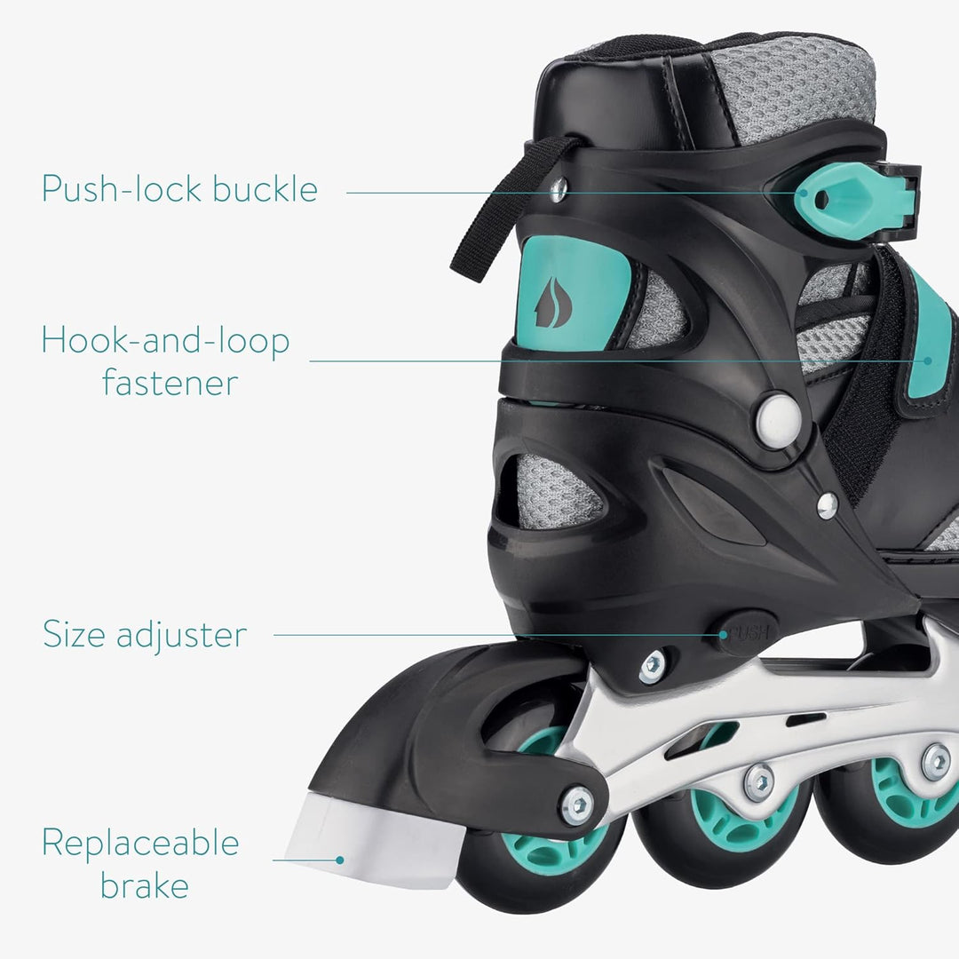 Navaris Inline Skates für Jungen & Mädchen - Inline Rollerblades Rollschuhe grössenverstellbar - Inl