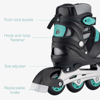 Navaris Inline Skates für Jungen & Mädchen - Inline Rollerblades Rollschuhe grössenverstellbar - Inl