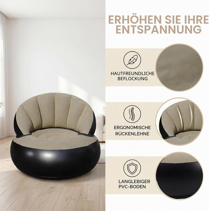 Aufblasbares Sofa Sessel mit Pumpe, Faltbarer Luftsessel für Innen &amp; Aussen, Bequeme Aufblasbare Cou