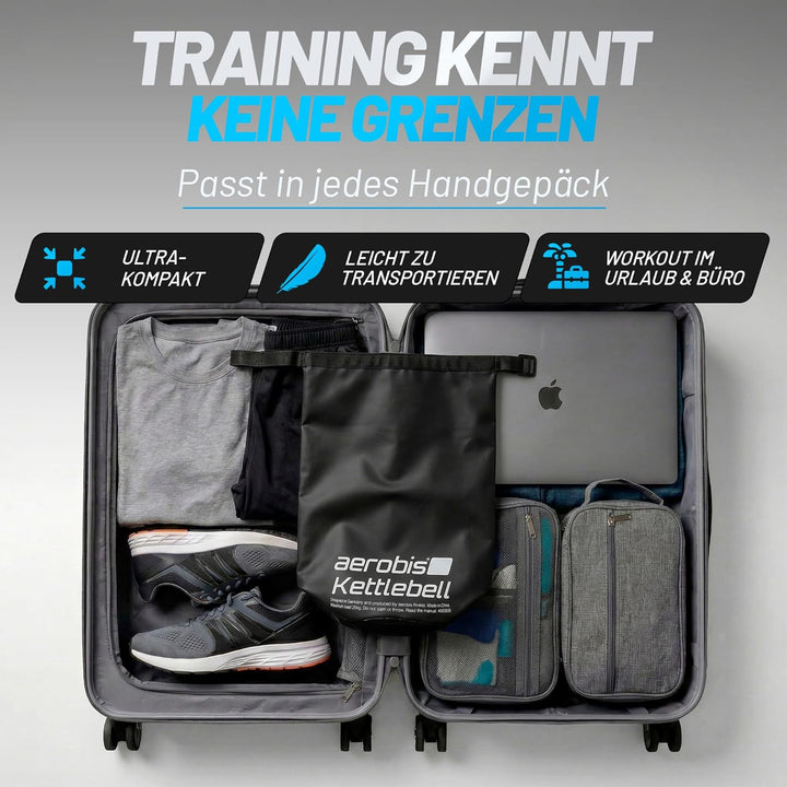 aerobis® Fitness Kettlebell | verstellbare Kugelhantel 1-25kg | variabel befüllbar mit Sand oder Sta