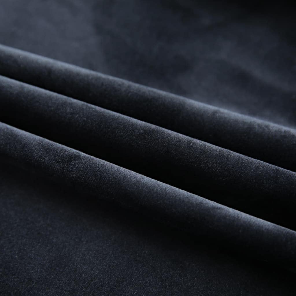 WIFESE 2 Stück Verdunkelungsvorhänge mit Haken 140x225 cm Samt Schwarz Vorhang Blickdicht Gardine Cu