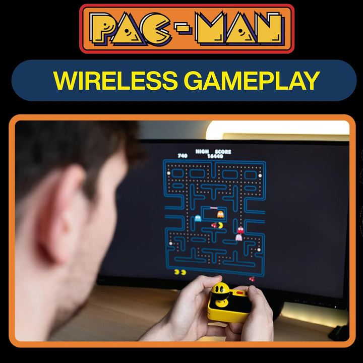 Fizz Creations PAC-MAN Plug &amp; Play Retro Gaming Arcade Game Wireless Controller Included HDMI Cable
