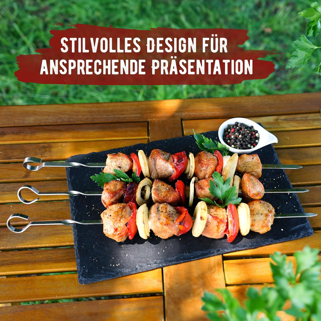 Premium Schaschlikspiesse aus Edelstahl mit Gestell – Hochwertige Grillspiesse für den Grill mit 360