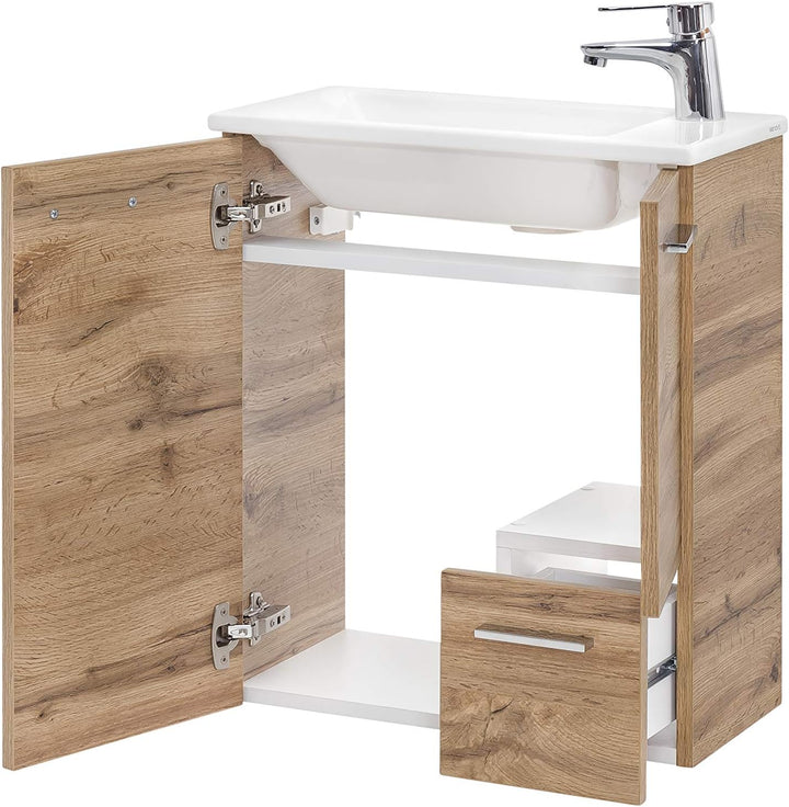 Schildmeyer Matteo Waschtisch 137111, Eiche Landhaus Dekor, 50,0 / 25,0 / 60,0