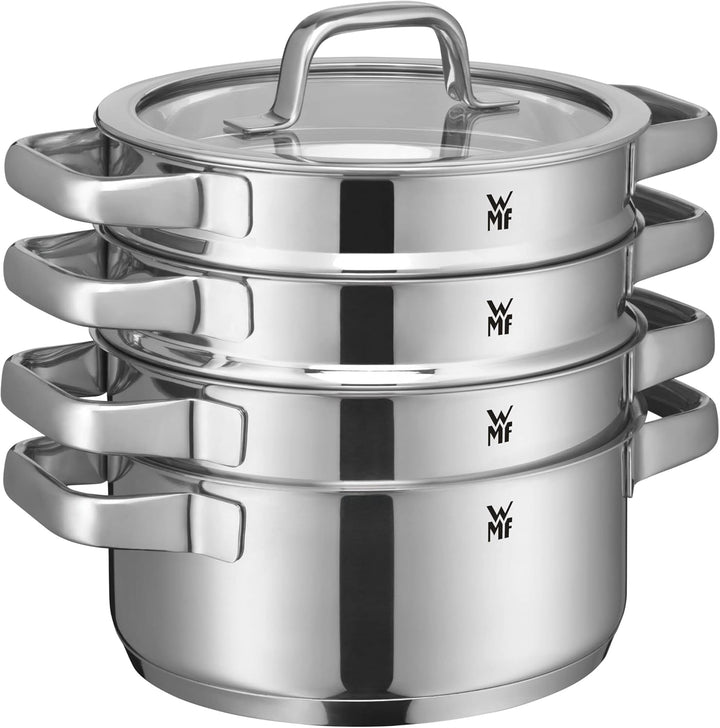 WMF Compact Cuisine Topfset Induktion 4-teilig, Kochtopf Set mit Glasdeckel, Cromargan Edelstahl pol