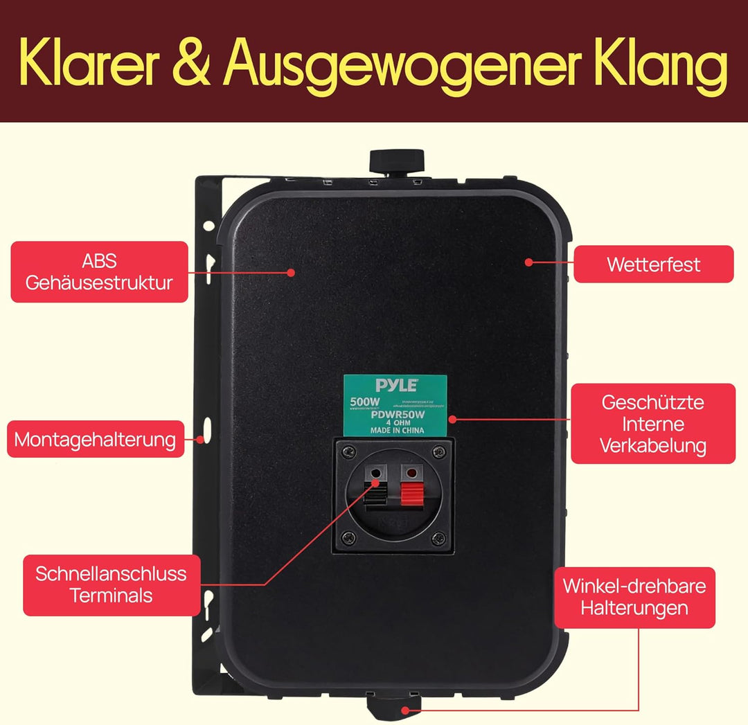 Pyle Dual Lautsprecher, Box, Musikbox, Party Boxen, Soundbox, Speaker, Wetterfeste 16,5cm Musikboxen