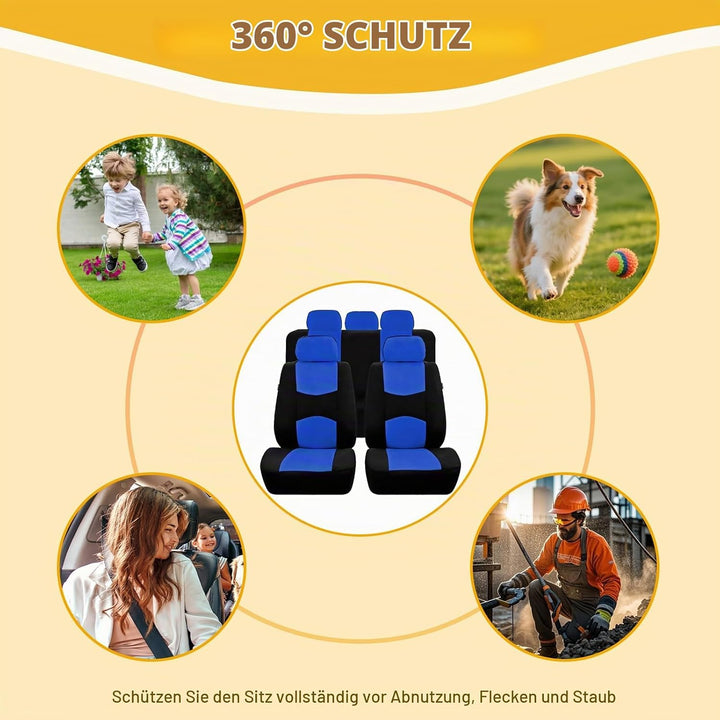 9 Stück Autositzbezüge Set,Schonbezug Autositz,Autositzbezüge Komplettset Polyester,Atmungsaktiv Vor