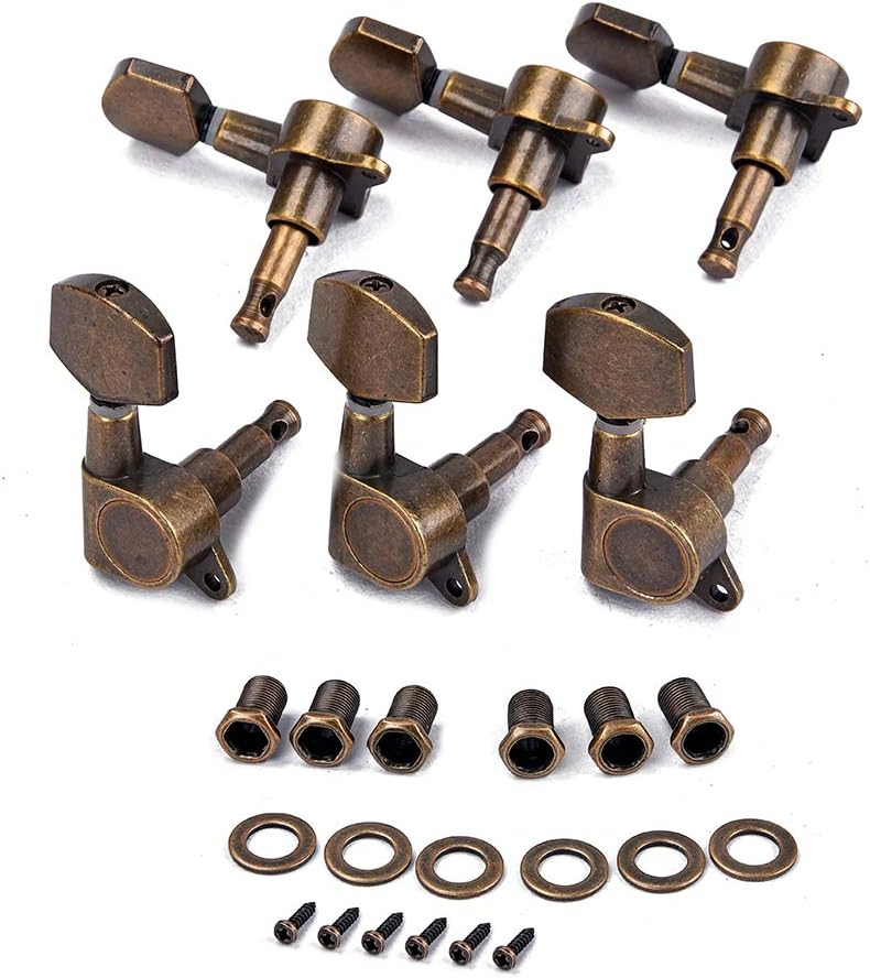 Alnicov Guitar Machine Heads Saiten-Tuning Pegs Tuner 3R3L für Akustik- oder E-Gitarren-Bronze