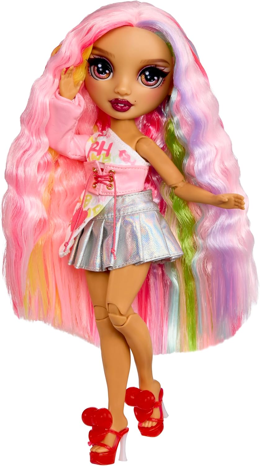 Rainbow High Pretty in Paris Modepuppe - Kia Hart - 28 cm grosse Modepuppe in Rosa mit Welpen, Handt