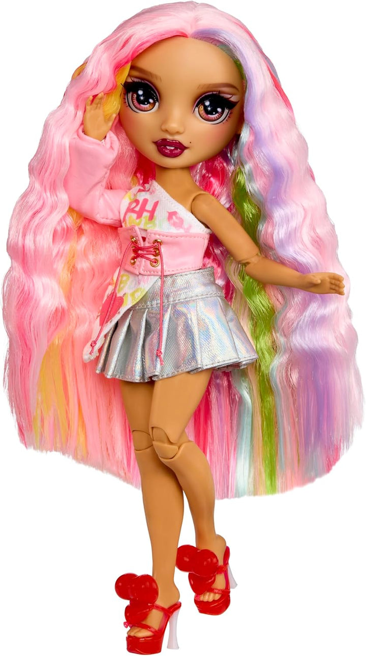Rainbow High Pretty in Paris Modepuppe - Kia Hart - 28 cm grosse Modepuppe in Rosa mit Welpen, Handt