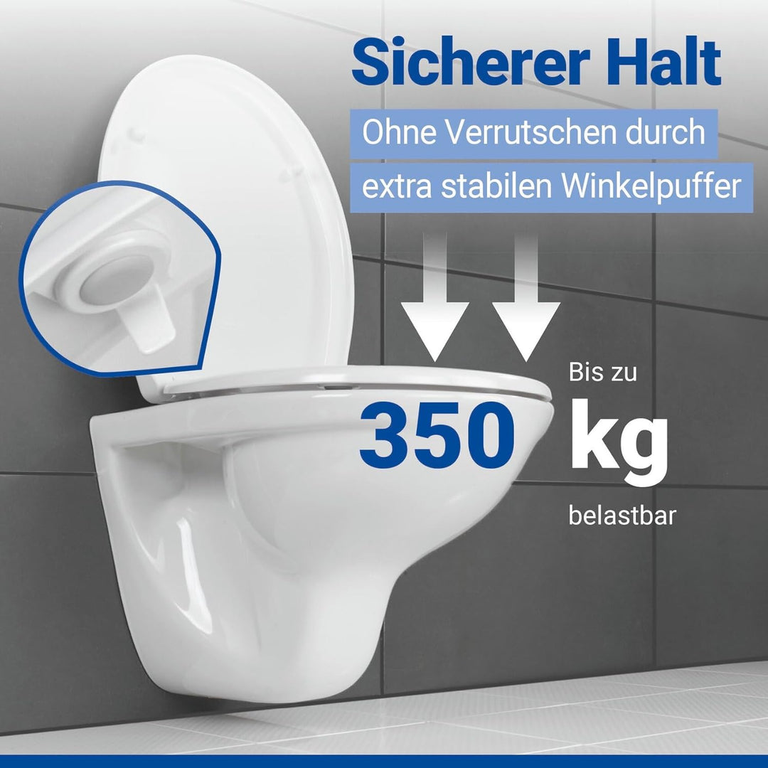 WENKO WC-Sitz Gubbio, hygienischer Toilettensitz mit Absenkautomatik, stabiler WC-Deckel bis 350 kg