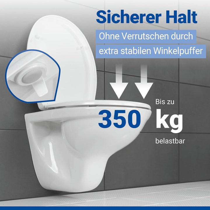 WENKO WC-Sitz Gubbio, hygienischer Toilettensitz mit Absenkautomatik, stabiler WC-Deckel bis 350 kg