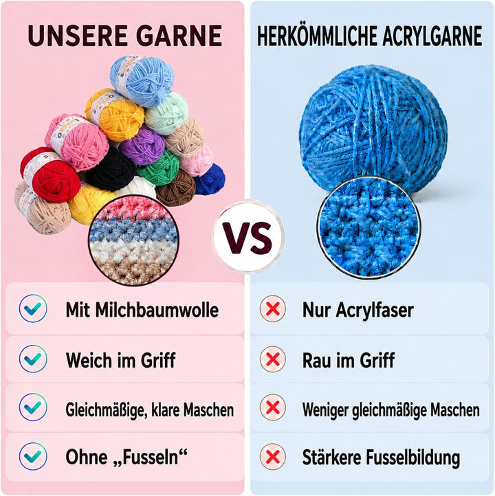 SusggO Häkel-Set Komplettes mit 73 Teilen. Amigurumi-Häkel-Set für Anfänger mit Zubehör, 15 Knäuel M