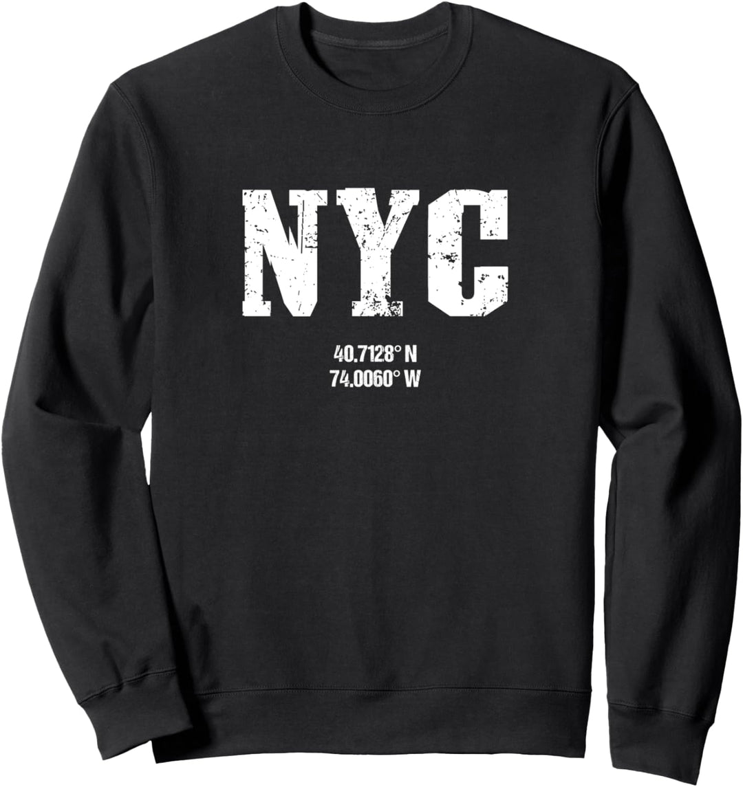 Distressed NYC Herren Damen Teens New York City Coordinates Sweatshirt