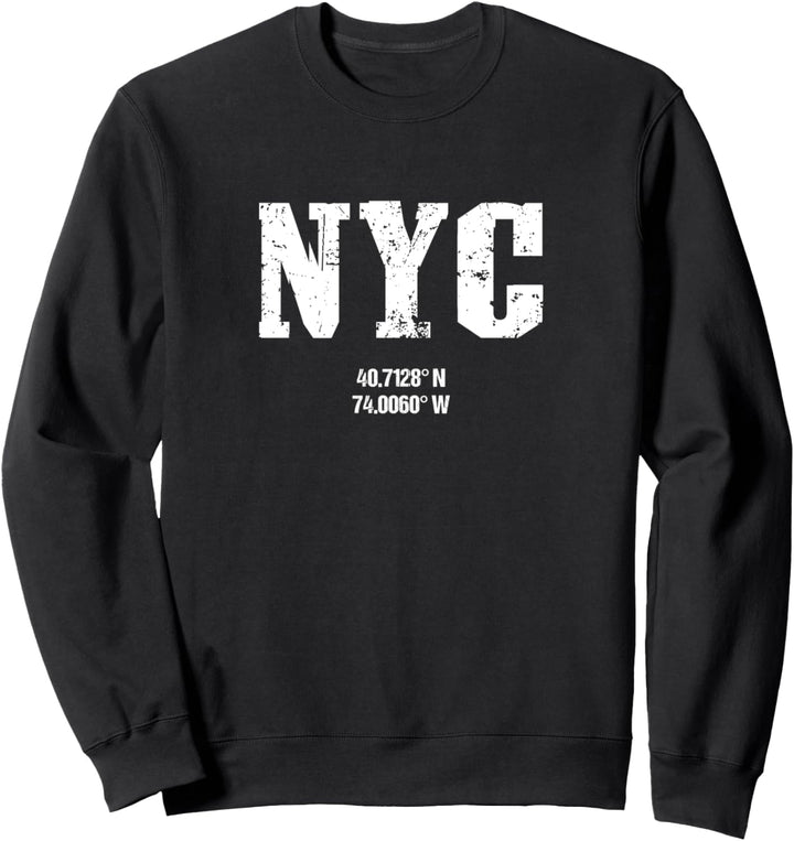 Distressed NYC Herren Damen Teens New York City Coordinates Sweatshirt