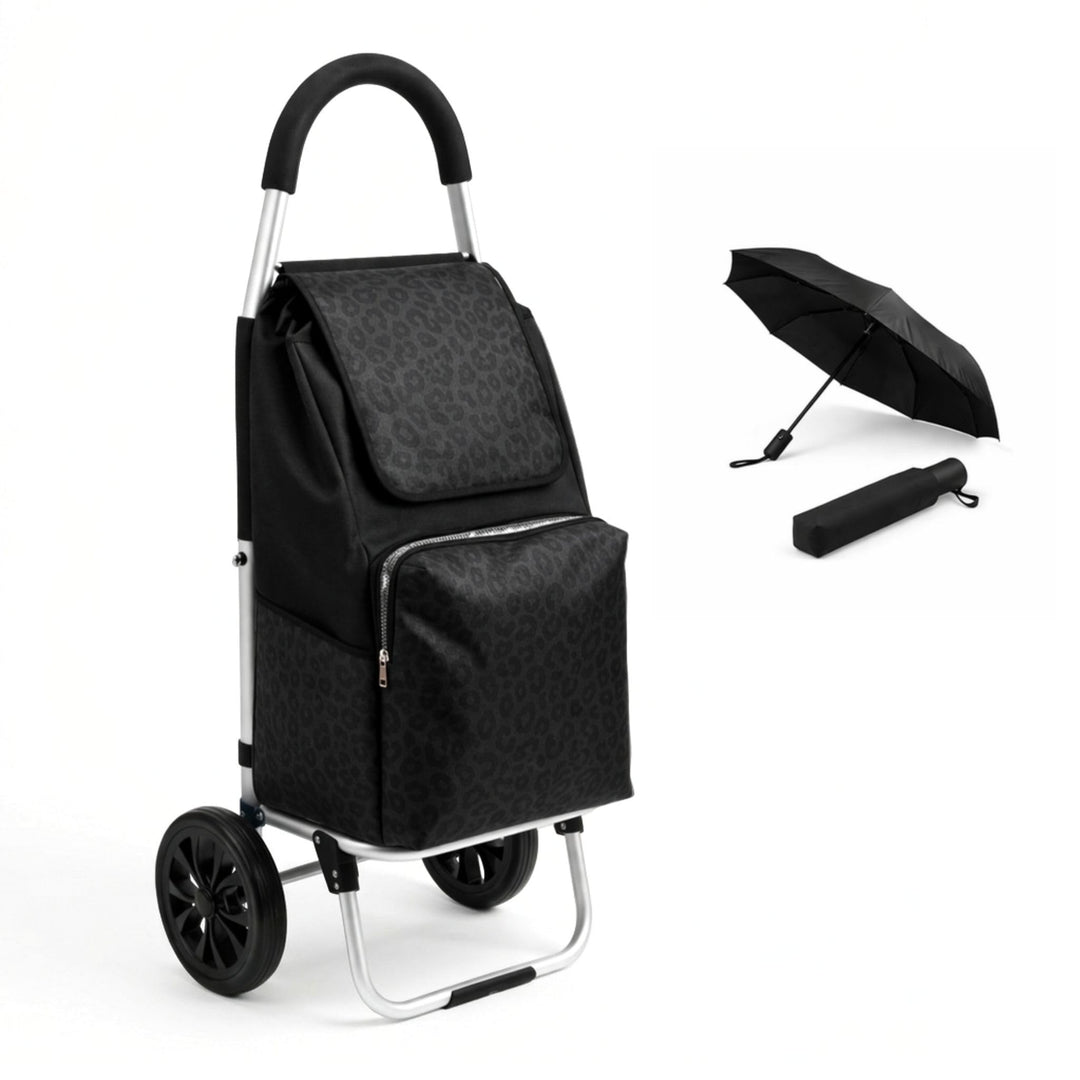 Einkaufstrolley klappbar mit Kühlfach, Einkaufshilfe Aluminium leicht, Einkaufswagen Shopper Trolley