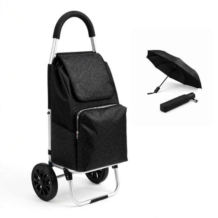 Einkaufstrolley klappbar mit Kühlfach, Einkaufshilfe Aluminium leicht, Einkaufswagen Shopper Trolley